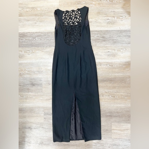 Laundry by Shelli Segal Sz 4 Long Black Gown Formal Maxi Suit Dress Crochet Lace - Picture 7 of 11